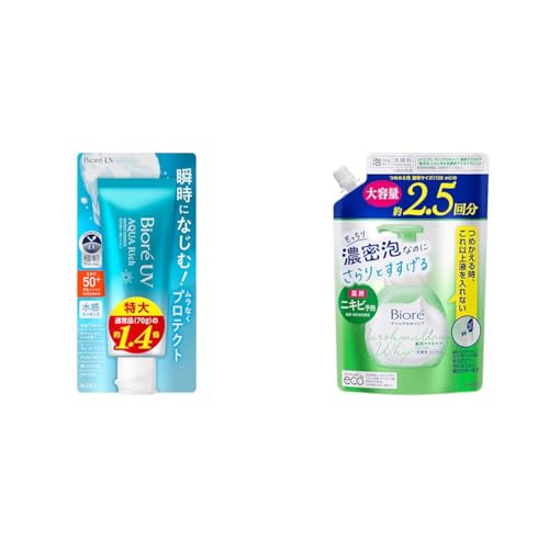 【セット買い】Biore ビオレUV アクアリッチ ウォータリーエッセンス 100g 日焼け止め SPF50 【Amazon.co.jp限定】 + 【医薬部外品】ビオレ マシュマロホイップ 薬用アクネケア つめかえ用 大容量
