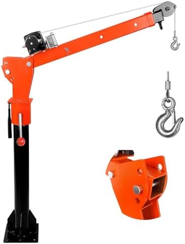 Electric Truck Crane 2200LBS with 5000LB Remote Winch, 360° Swivel Folding Jib, Heavy Duty for Factory and Warehouse Towing