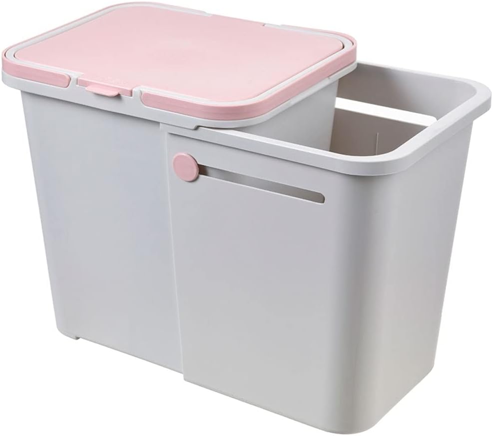 Papeleras para Cocina Garbage Sorting Bin Kitchen Compost Recycling Square Trash Bin with Lid Expandable Large-Capacity Waste Paper Basket Trashbin(A)