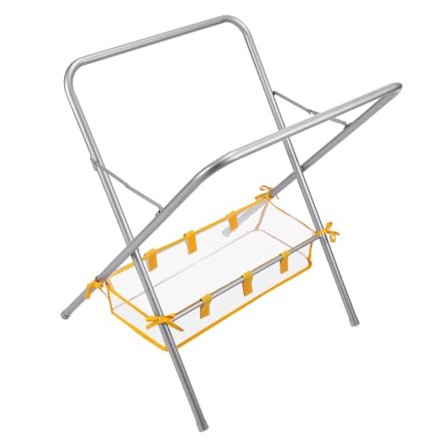 Otoolling 22.5×19.5×25.5 Inch Iron Sand and Water Stand, Foldable Iron Bath Stand, Play Storage with Yellow Mesh Bag, Sandpit Organizer for Outdoor Beach Garden Activities