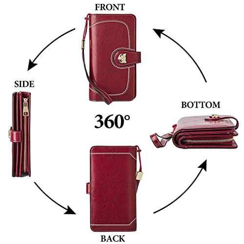 Foxlover Designer Wristlet Wallets For Women Large Capacity Ladies Rfid Blocking Leather Credit Card Holder #TOP2