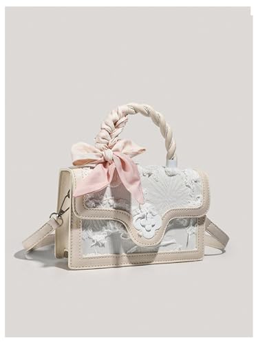 Image of Verdusa Women's Vintage Crossbody Bags Top Handle Square Flap Satchel Purses with Ribbon