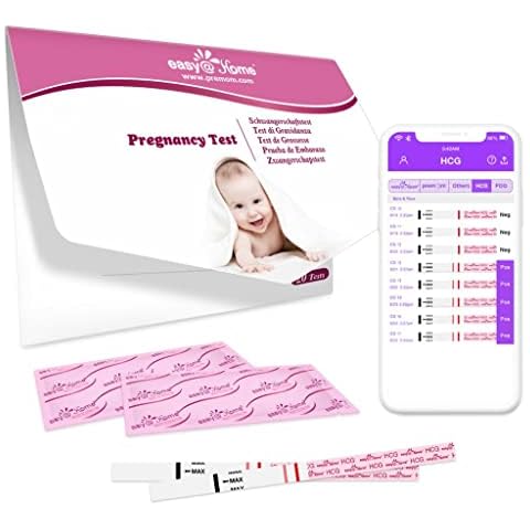 Pregnancy Detection Test Strips Kit: Easy@Home 20 HCG Tests 10miu/ml Powered by Accurate Fertility Tracker iOS and Android Premom App Cover