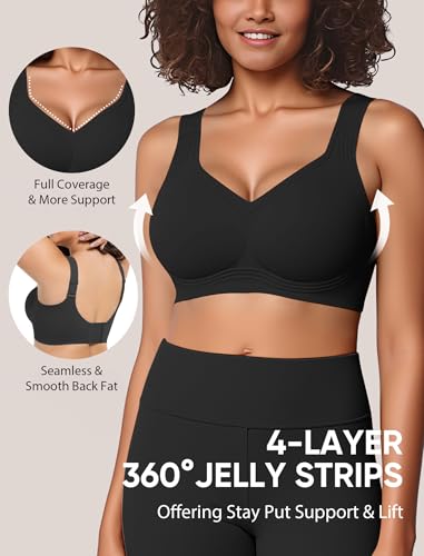 Image of Jelly Bras for Women Plus Size Minimizer No Underwire Supportive Full Coverage Wider Straps Seamless Tshirt Bra