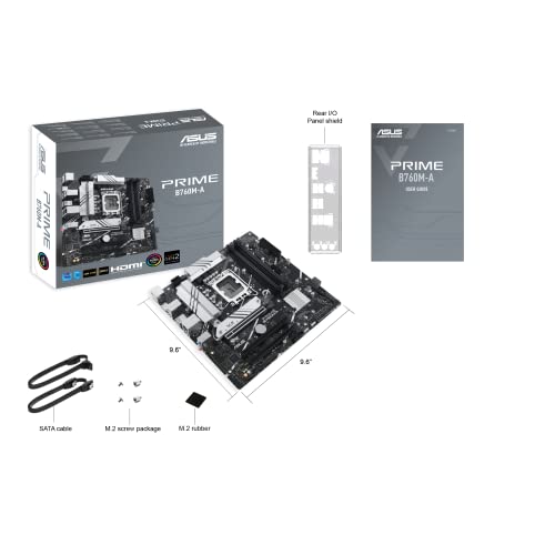 Image of ASUS PRIME B760M-A Intel B760(LGA1700)(13th and 12th Gen)mATX motherboard,PCIe 4.0,DDR5, 2xM.2 slots,2.5Gb LAN, DP, Dual HDMI, SATA 6 Gbps, rear USB 3.2 Gen 2, front USB 3.2 Gen 1 Type-C, Aura Sync