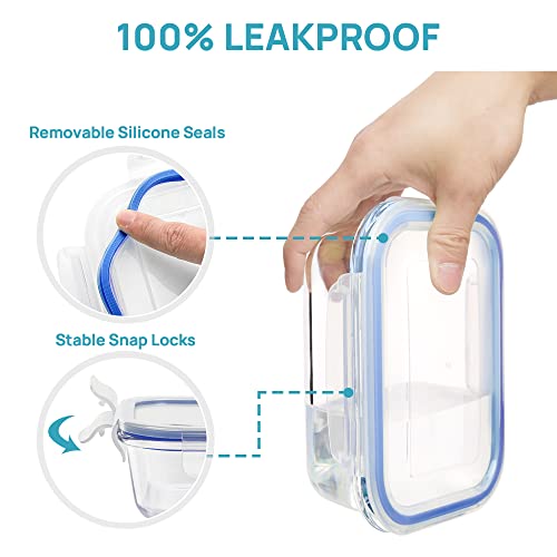 Image of Vtopmart 8 Pack Glass Food Storage Containers with Airtight Lids, Glass Meal Prep Containers, Lunch Office Meal for Microwave, Oven, Freezer and Dishwasher, BPA Free