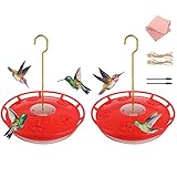 Hummingbird Feeders for Outdoors Hanging - 2 Pack No Leak Humming Bird Feeder, Easy to Clean & Fill, High View Perch, 5 Feeder Ports, Perfect for Hanging on The Tree,Yard. Hanger Incl,14 Oz