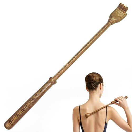 Rückenkratzer Holz aus Natürlichem Wenge-Holz 43cm Kratzhand mit Ergonomischem Griff Back Scratcher Handform für Erwachsene Praktisches Haushaltswerkzeug