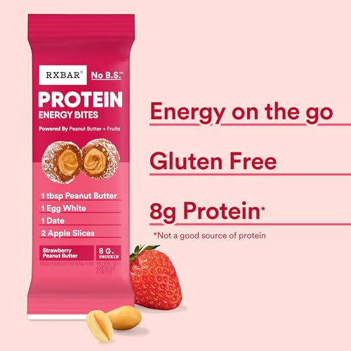 Image of RXBAR Protein Energy Bites, Gluten Free Protein Balls, Strawberry Peanut Butter, 21.1oz Box (24 Bites)