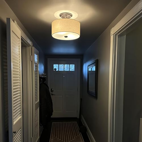Image of Kira Home Addison 13 inch Modern Drum Semi Flush Mount Ceiling Light, 2-Light
