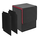 IVODEELA Card Deck Box with Two Dividers,Premium Game Deck Storage Box Fits 100 Single Sleeved Cards,Case Compatible with MTG,TCG,Yugioh,Magic,Commander,Black Red