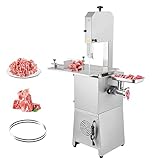 VEVOR Commercial Electric Meat Bandsaw, 850W Vertical Bone Sawing Machine, Stainless Steel 23.6' x 18.3' Workbench, Frozen Meat Cutter with 2 Blades, 0.16-9.1 Inch Cutting Thickness, for Rib Pork Beef
