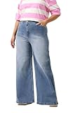 Yours Curve Mid Wide Leg Slouchy Jeans - Women's - Plus Size Curve Blue