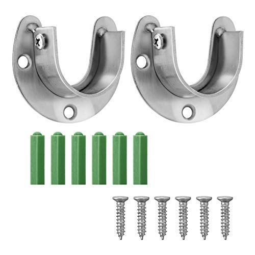Ruesious Set de 2 soportes ajustables,Soporte para barra de armario, para barra de armario,soportes para barra de cortina de ducha de armario