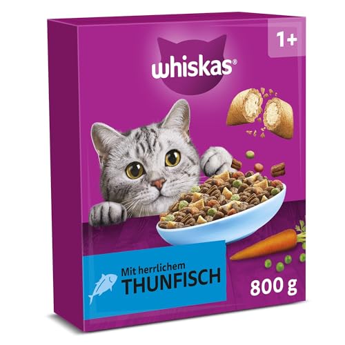 WHISKAS Trockenfutter für ausgewachsene Katzen 5 x 800g mit Thunfisch