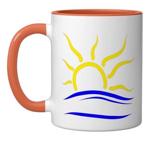 Naturist Symbol for Nudist Naturism | Universal Nudism Sun Ceramic Mug, Orange/White