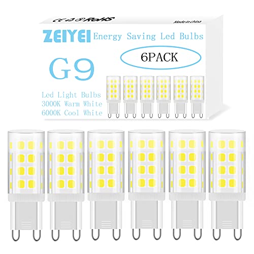 ZEIYEI G9 LED Bulbs, Cool White 6000K, 5W (40-50W Halogen Equivalent), 450LM, Non-Dimmable Flicker-Free