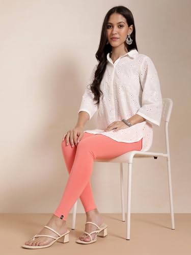 Image of TWIN BIRDS Super Stretchable Cotton Elasthane Fabric Ankle Length Leggings for Women