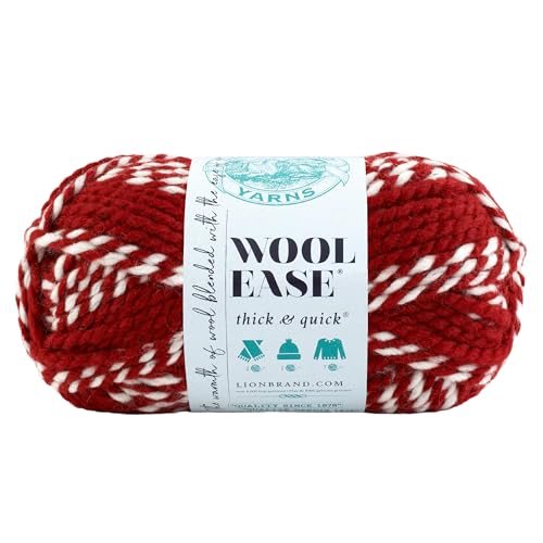 Image of Lion Brand Yarn Wool-Ease Thick & Quick Yarn, Soft and Bulky Yarn for Knitting, Crocheting, and Crafting, 1 Skein, Crimson
