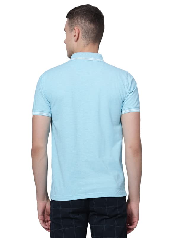Image of Cantabil T-Shirt for Men l Breathable & Soft with Color Fastness Regular Fit Polo Neck Cotton Blend Fabric Solid Pattern
