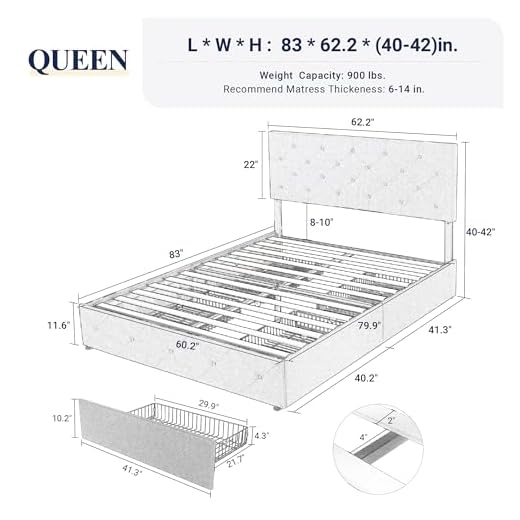 Allewie Queen Size Platform Bed Frame
