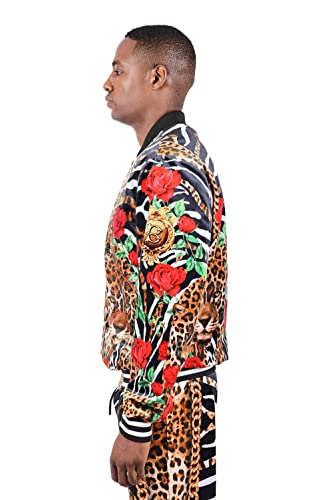Barabas Men's Zipper Closure Leopard Zebra Floral Chain Jacket 2JBP223