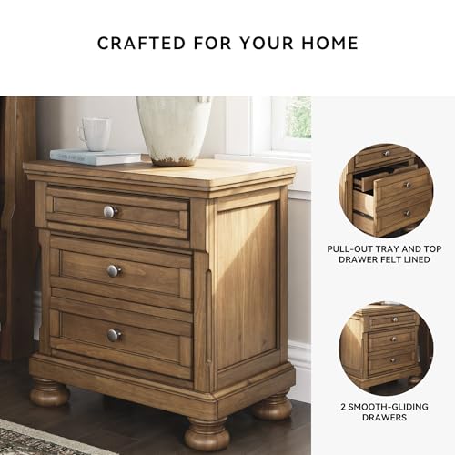 Image of Signature Design by Ashley 2-Drawer Wood Nightstand, Chestnut Brown