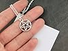 Personalised Pentacle Necklace, sterling or silver plated chain initial birthstone crystal, Pentagram Jewellery pagan wicca wiccan accessory yule gift witch Halloween costume protection charm goth #5