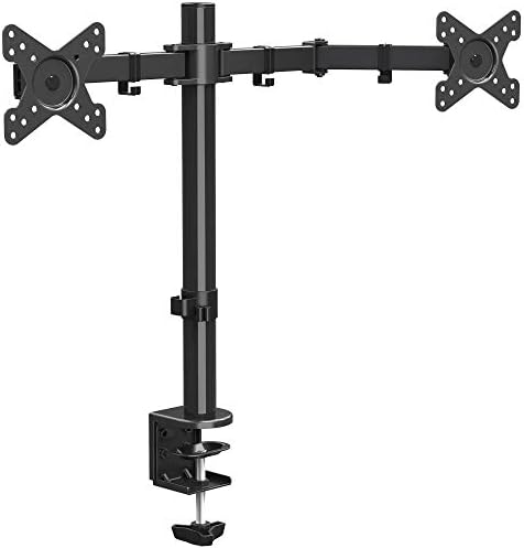 USX MOUNT Dual Monitor Arm Desk Mount Stand Height Adjustable for 13 to 27 Inch LCD Screens with Swivel and Tilt, 17.6lbs per Arm-2 Installation Options for C Clamp and Grommet Base.