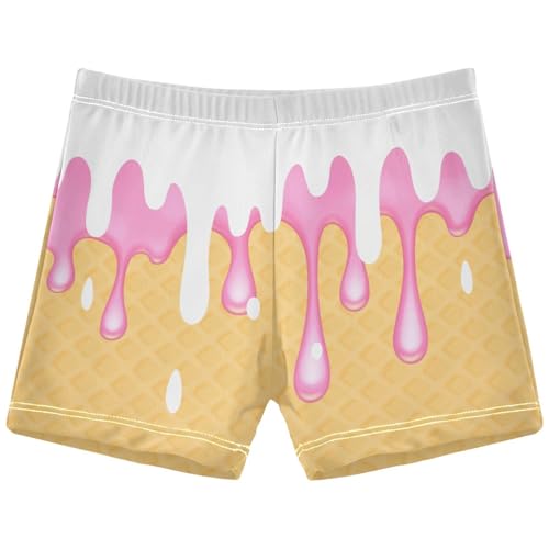 Boys Swim Trunks Quick Dry Bathing Suit White Pink Ice Cream Toddler Swim Shorts Boardshorts Swimwear 3-10