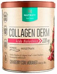 Collagen Derm - Colágeno Verisol + Ácido Hialurônico Sabor Cranberry com Morango de 330g -Nutrify