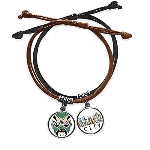 Bracelet Opéra de Pékin coloré chaîne corde main cuir