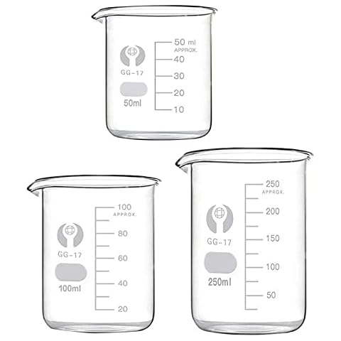 Becherglas 250ml 100ml 50ml Messbecher Bechergläser Borosilikatglas Meßbecher für Labor Cover