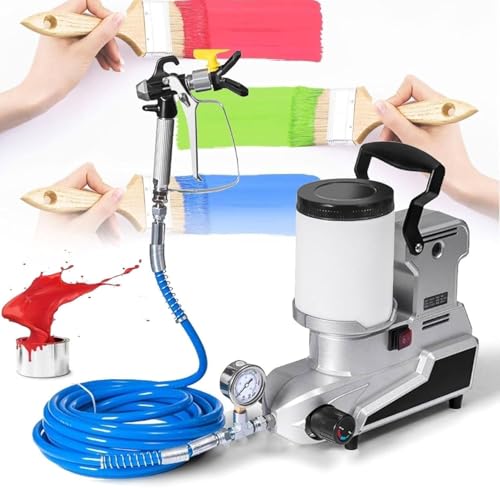 Elektryczny pistolet natryskowy, wysokociśnieniowy bezpowietrzny agregat malarski, 1600 W z wężem 5 m, 2,5 l/min, 3 regulowane prędkości do wnętrz i na zewnątrz, projekty malarskie DIY