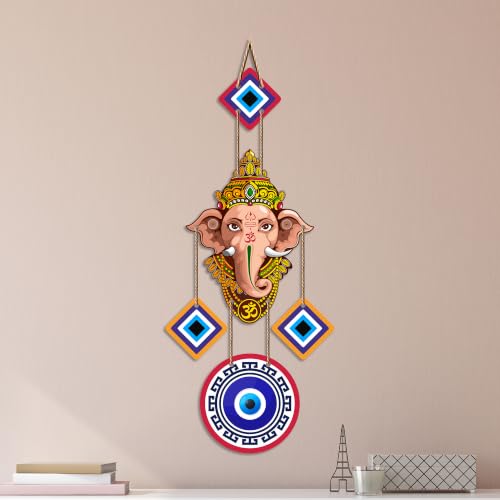 Image of Artvibes Mandala Ganesha Evil Eye Wall Hanging for Home Entrance | Lucky Nazar Battu MDF Wall Decor | Vastu Wall Art for Living Room | Office | Bedroom & Main Door | Gift Item (WH 8554N)
