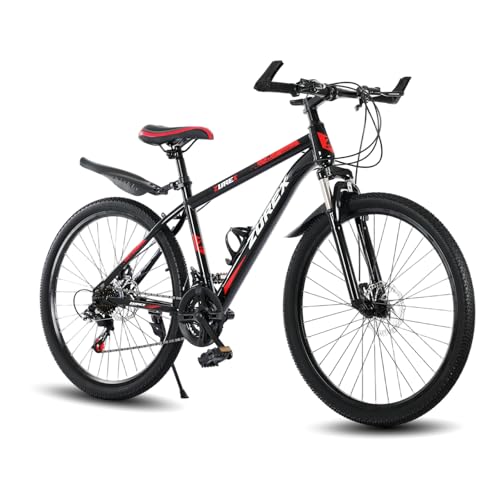 ZUREX Mountain Bike for Adults 26 MTB with 21-Speed Shifters Front Suspension Dual Disc Brakes High-Carbon Steel Frame Adjustable Seat