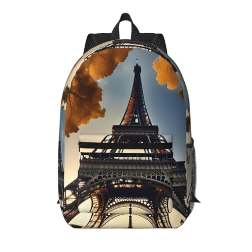 Sac à dos voyage noir 43 cm anti-vols et multi-poches avec son imprimé Tour Eiffel Paris