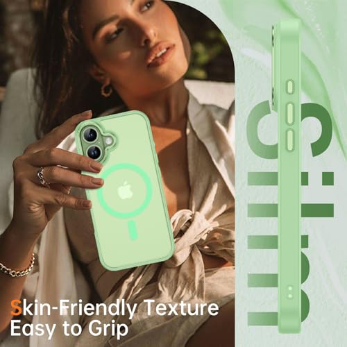 Image of YINLAI for iPhone 17 Case 6.3-inch,Magnetic Compatible with MagSafe, Slim Matte Anti-Fingerprint, Shockproof Full Body Military Grade Protection for iPhone 17 Cover, Light Green