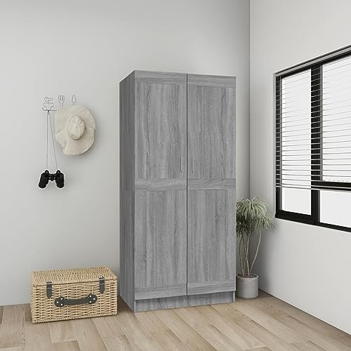 Juroupi Armario de Madera contrachapada Gris Sonoma Armarios De Dormitorio Armario Rustico 82,5x51,5x180 cm