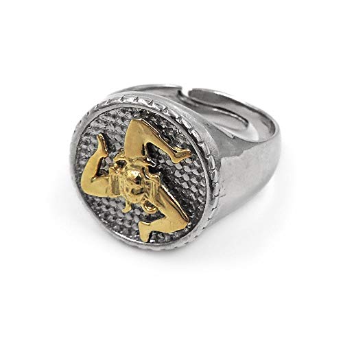 Chevalière Trinacria argent 925 bague ronde de prestige gravée main