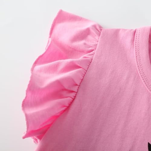 Image of Girls Short Sleeve Shirts Toddler Summer Top Kids Cotton Clothes 2-7 Years