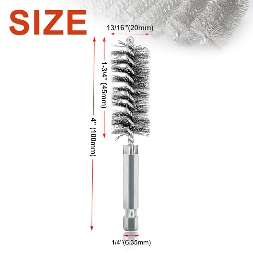 Image of 5Pcs 13 /16 inch Stainless Steel Wire Bore Brush for Power Drill Cleaning | 20mm Stainless Steel Copper Pipe Cleaner Set,Abrasive Drill Wire Brush with 1 /4 inch Hex Shank,Wire Brush Drill Attachment