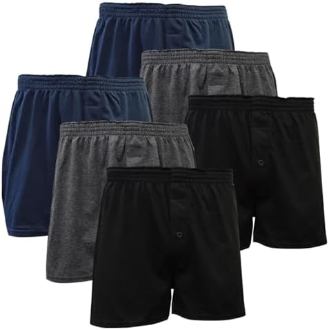 （07:00時点） [デルレオーネ] ニット トランクス メンズ 下着 抗菌防臭加工 無地 4枚 6枚 セット ボタン付き 前開き 下着 吸水速乾 (6枚セット, XL)