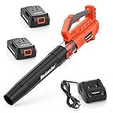 MAXLANDER Leaf Blower Cordless, 335CMF＆90MPH Electric Handheld Blower with 2pcs 20V Batteries＆Fast Charger, Strong Power, Lightweight, Less Noise