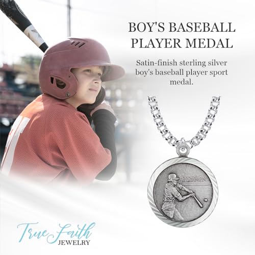 True Faith Jewelry Sterling Silver Saint Christopher Necklace Baseball Sports Medal Pendant, 3/4 Inch2