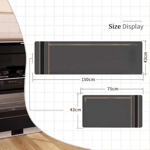 Image of Kitchen Anti Slip Mat for Floor, Waterproof Washable Kitchen Mats, Non Slip Kitchen Floor Mats for Home, Soft Mats for Kitchen, Kitchen Mats for Floor Anti Slip (Black MAT)