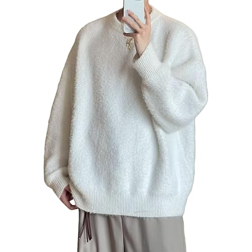 Pull tricoté en peluche col rond finitions de qualité