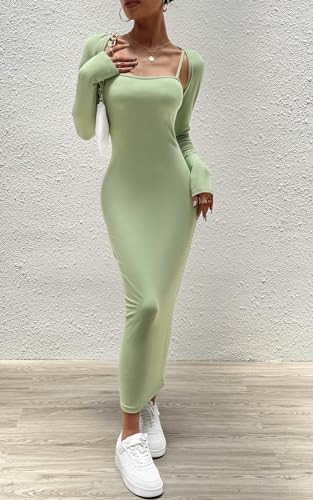 Image of Women's 2 Piece Outfits Slip Bodycon Maxi Dress Club and Night Out Dress