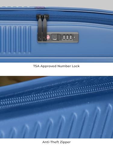 Image of EUME Aerotop Checkin Trolley Bag Medium | Space Saving Top Open Suitcase | Expandable Hardshell Polycarbonate Luggage | TSA Lock, Anti Theft Zipper, Super Silent Wheels | 78L Tropical Blue