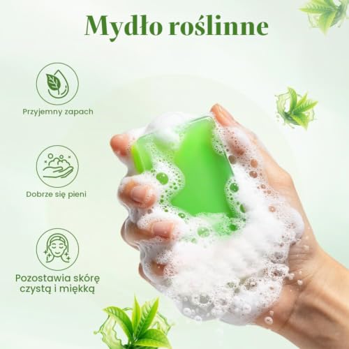 Naturalne mydło z drzewa herbacianego, mydło złuszczające, peeling do twarzy i ciała, głęboko oczyszczające mydło do kąpieli, czyszczenie twarzy dla skóry tłustej i suchej skóry (2 x 100 g)